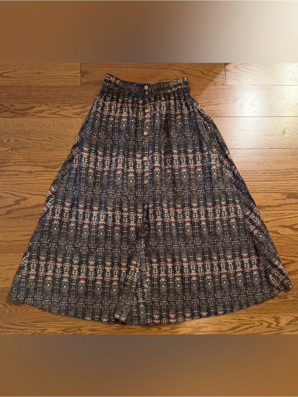 Zara Patterned Button-Front Skirt - Picture 2 of 4